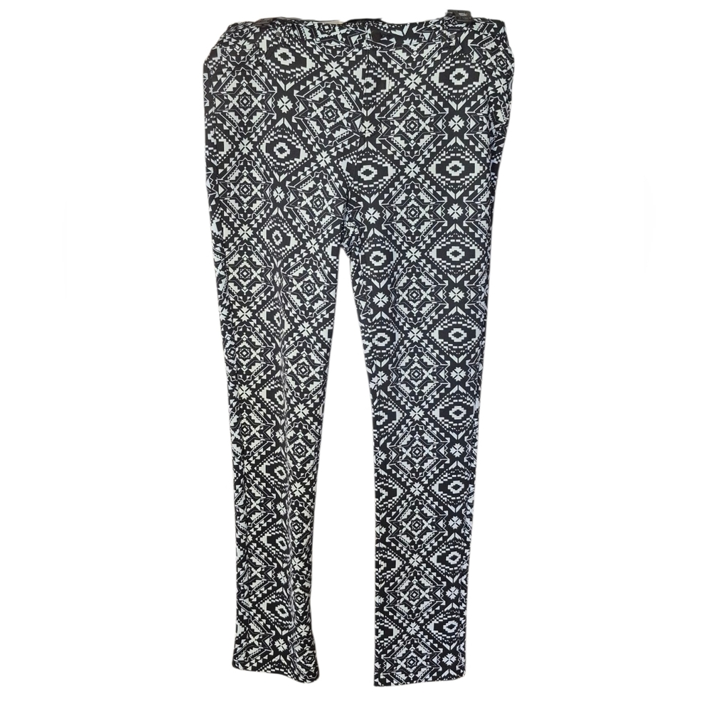 Savage Art Stretch- Stylish Black and White Patterned Women's Pants Size XL